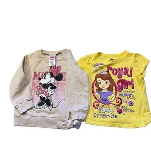 Disney Minnie Mouse Sweatshirt Sofia the First T-shirt Bundle Lot 3T Tan Yellow